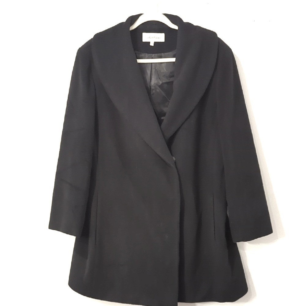 Calvin Klein Wool Pea Coat‎ Black Long size XL